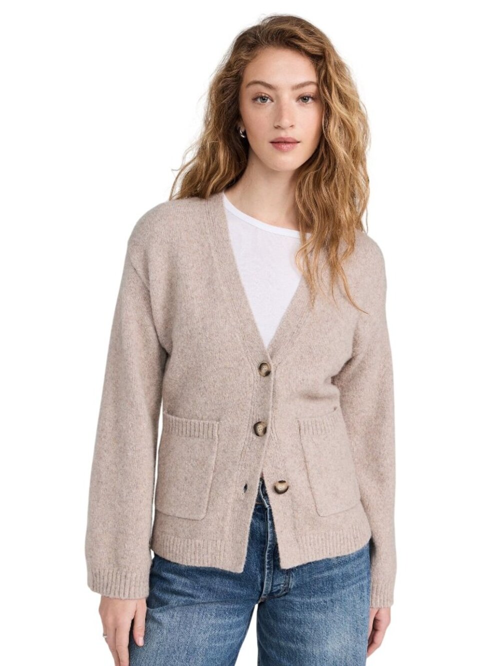 LE JEAN Willa Cardigan in Camel Small Womens Knit Sweater